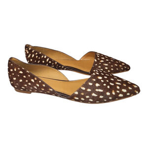 Vintage J Crew Women's Pointed Toe Leather Mohair Flats Slip On Shoes US 7.5